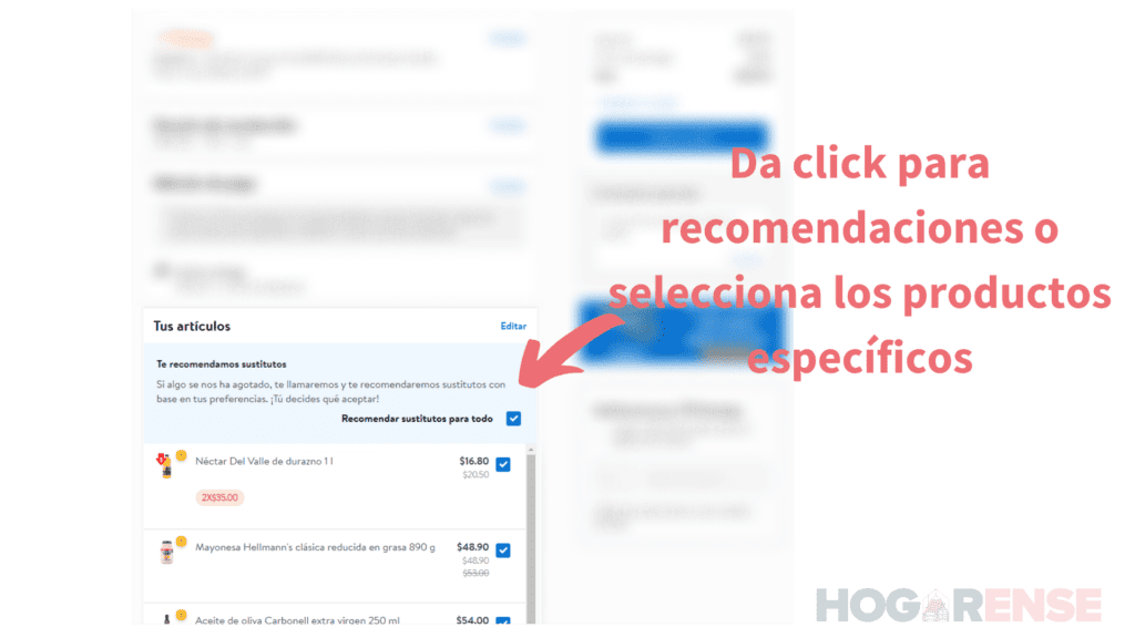 Walmart Recomendaciones para Sustitutos