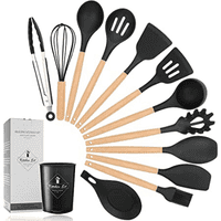 INMLUCKY Juego de 11 Utensilios de Madera recubiertos