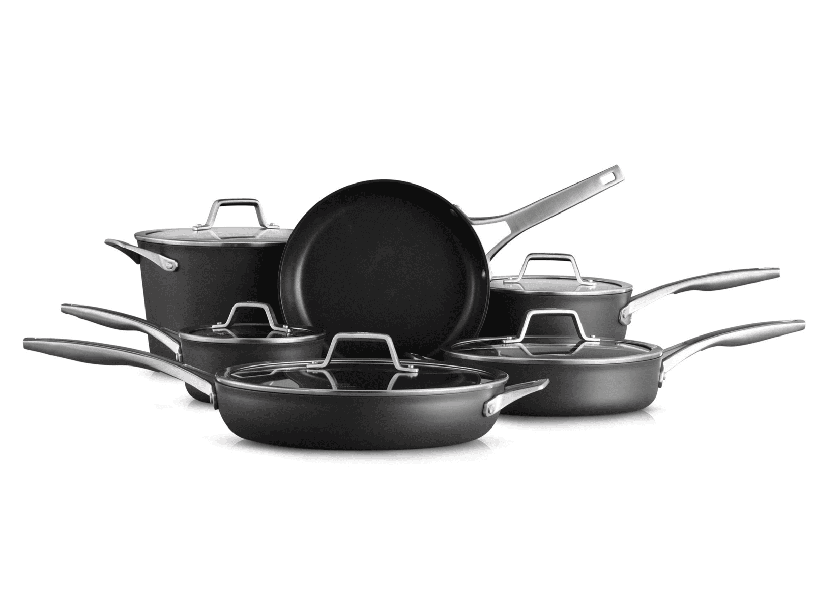 Duxtop Juego de utensilios de cocina de inducción de acero inoxidable de  tres capas, juego de ollas y sartenes de cocina de 14 piezas